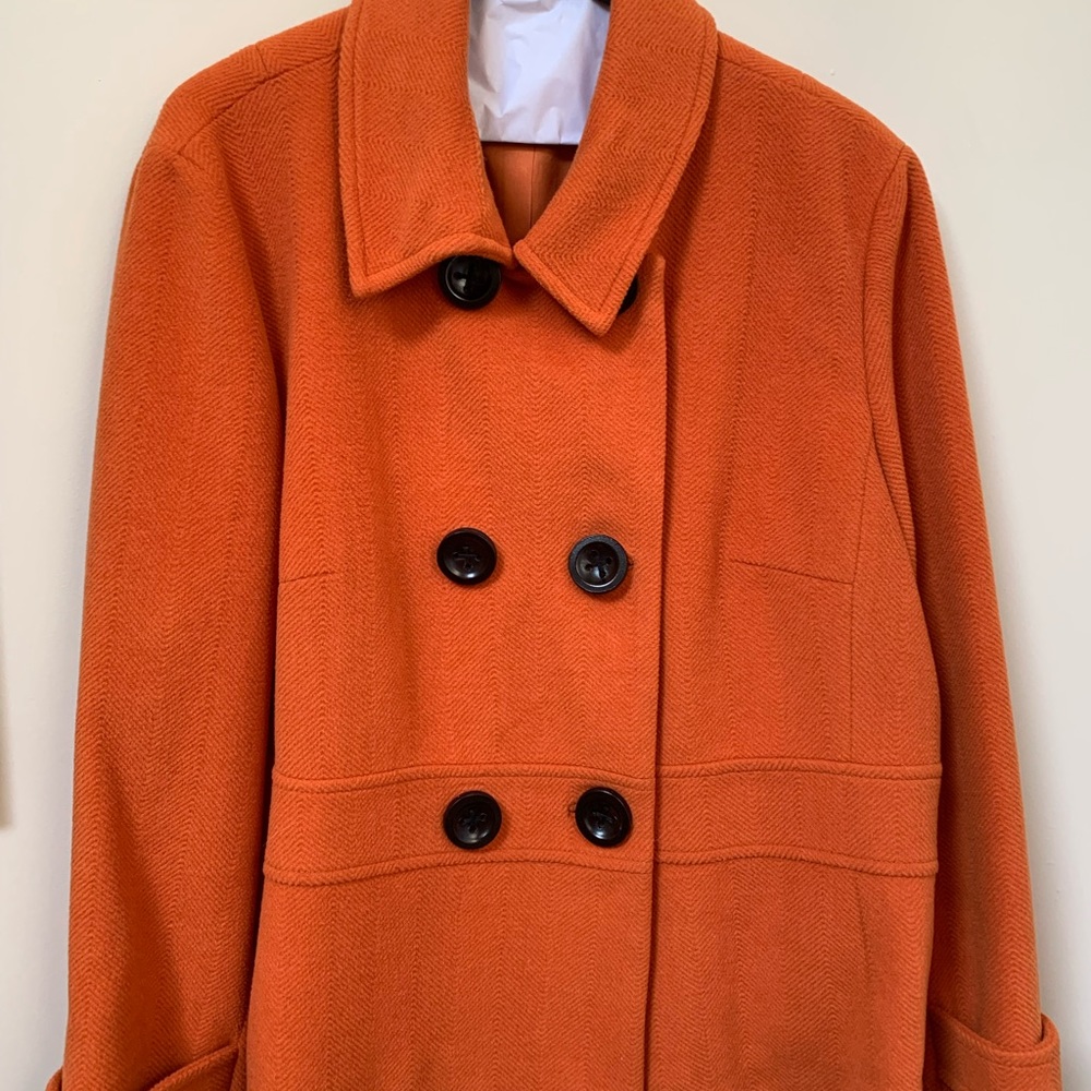 Orange Pea Coat Talbots - EUC